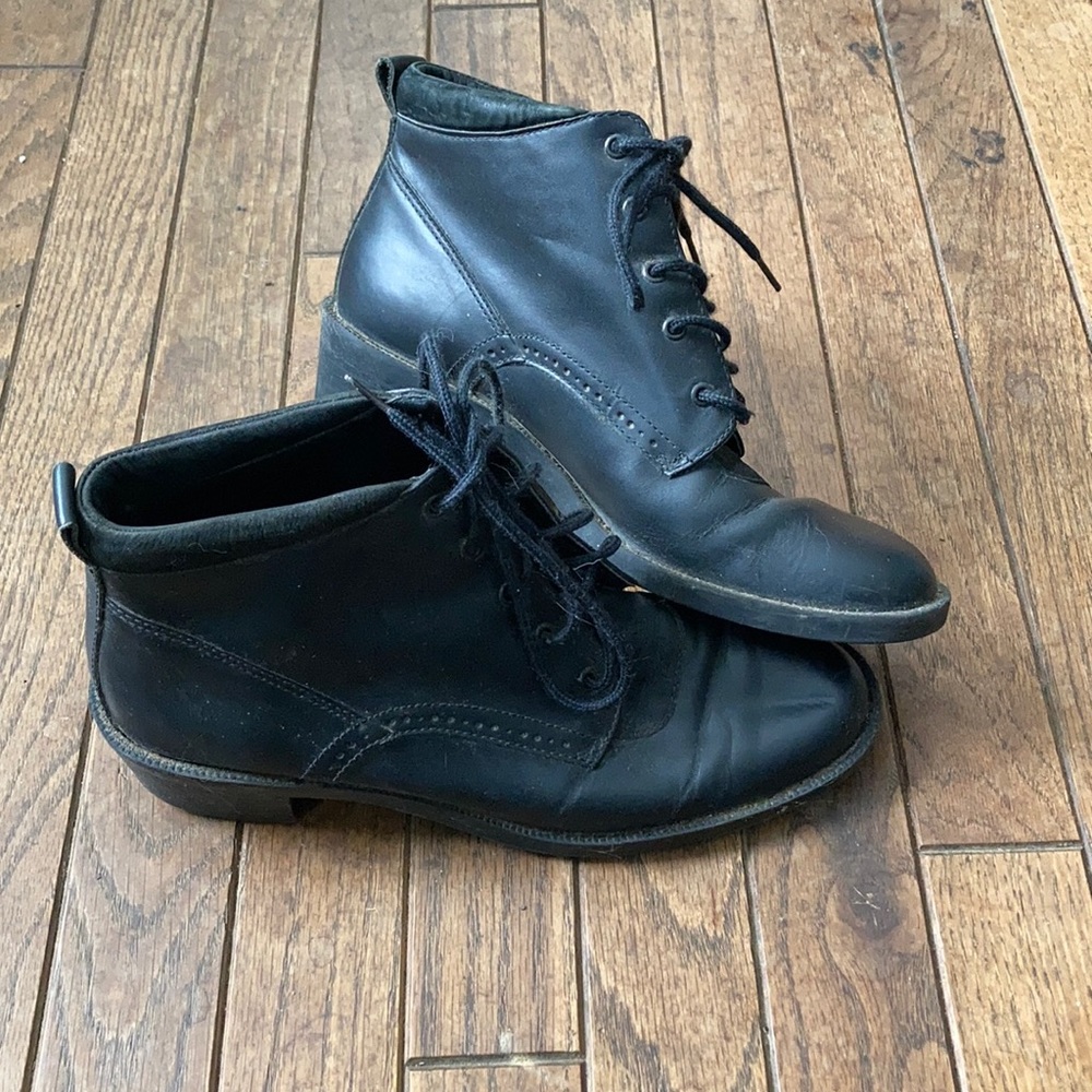 Black leather ankle boots